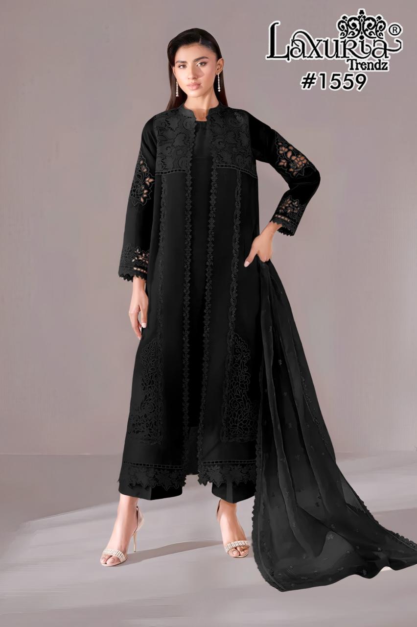 1559 Black Laxuria Trendz Organza Silk Pakistani Readymade Suits