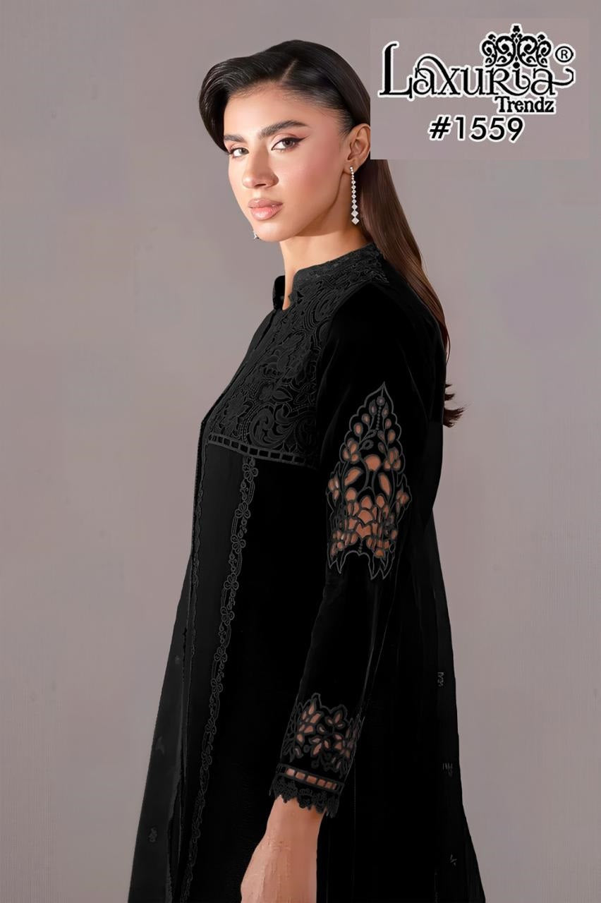 1559 Black Laxuria Trendz Organza Silk Pakistani Readymade Suits