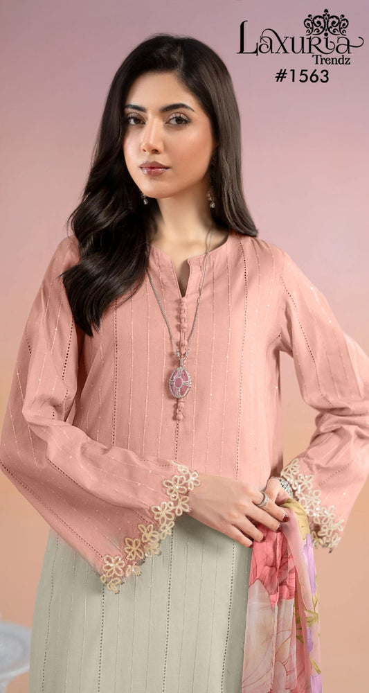 1563 Laxuria Trendz Maslin Pakistani Readymade Suits