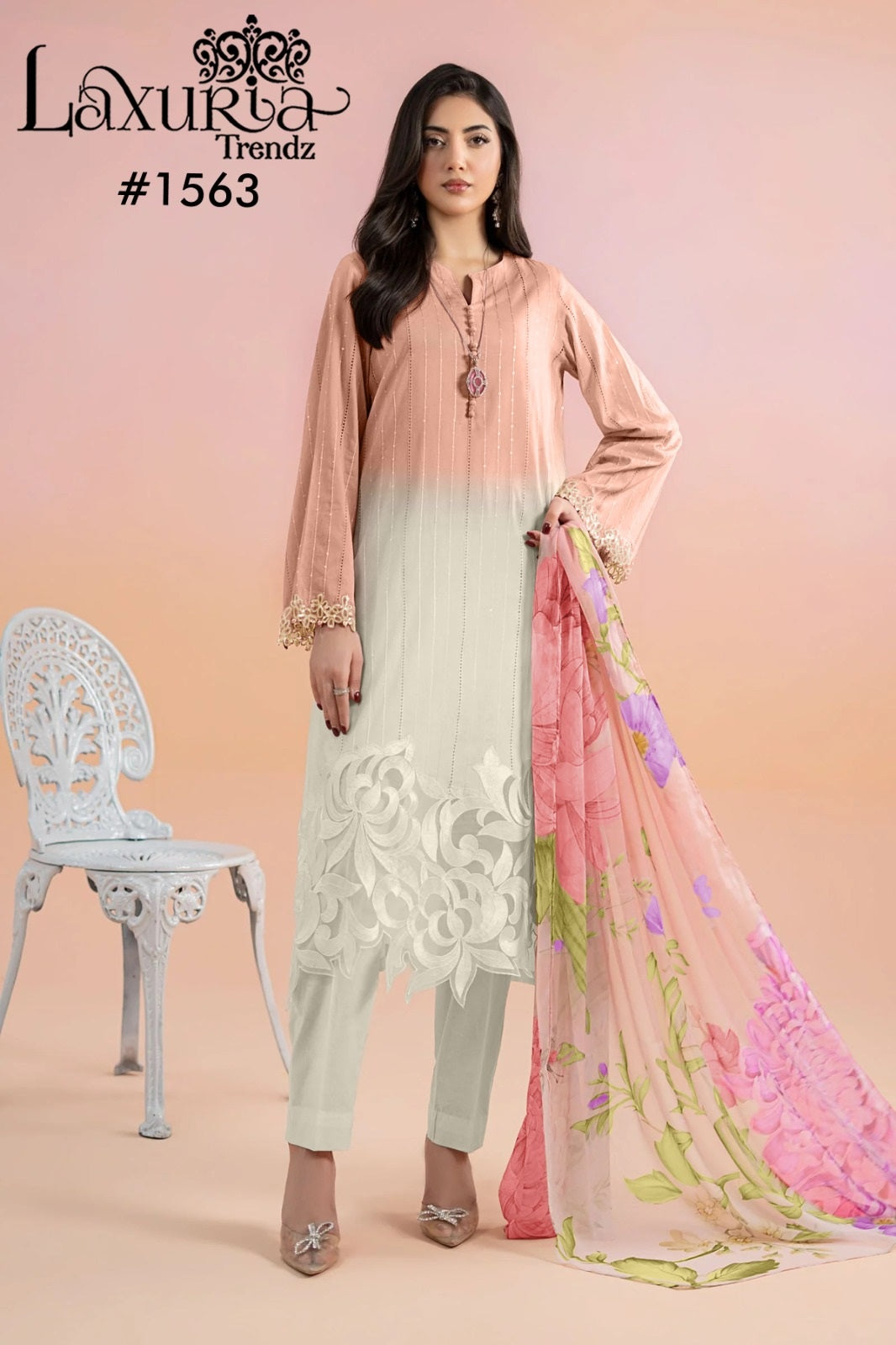 1563 Laxuria Trendz Maslin Pakistani Readymade Suits