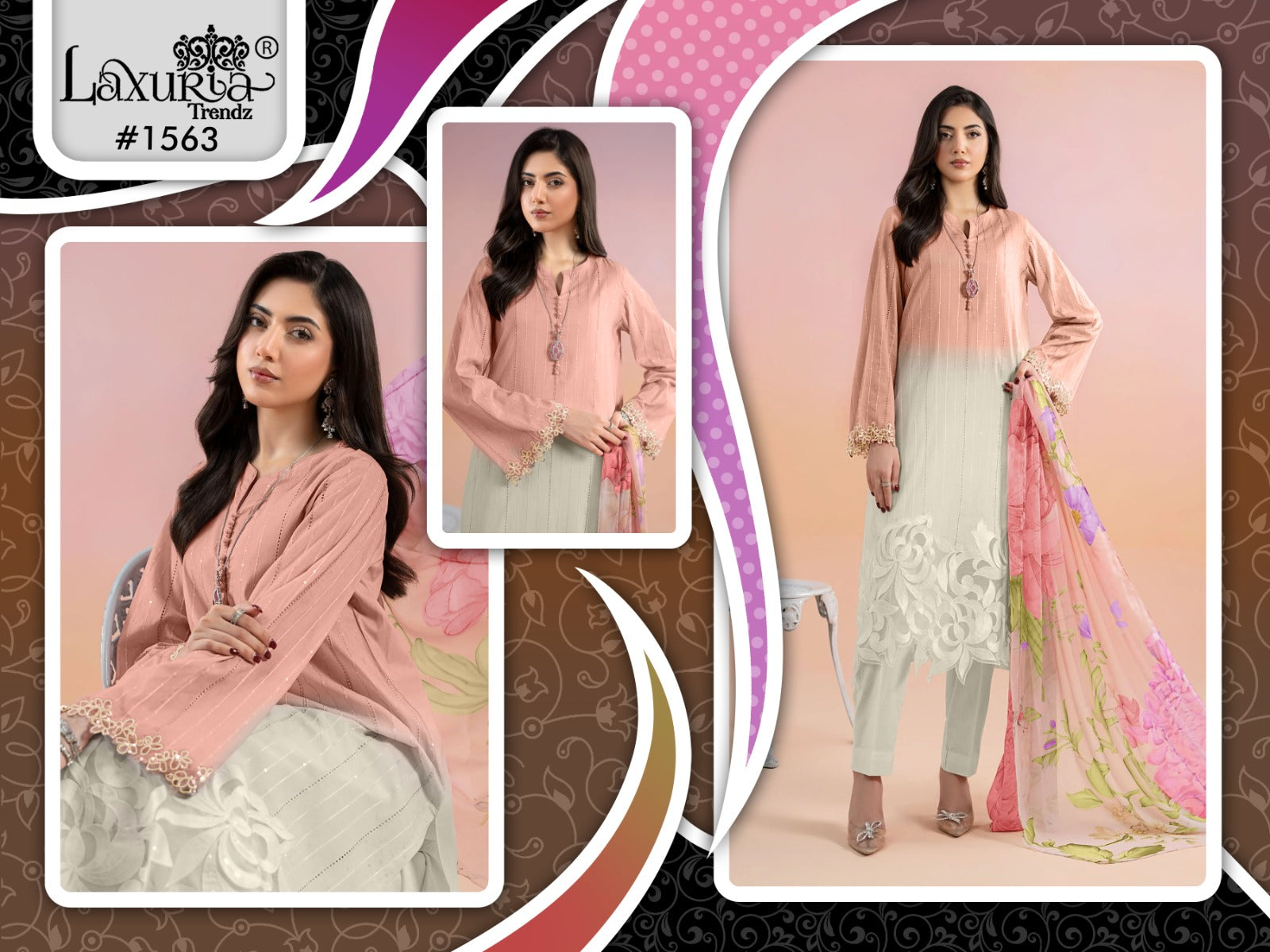 1563 Laxuria Trendz Maslin Pakistani Readymade Suits