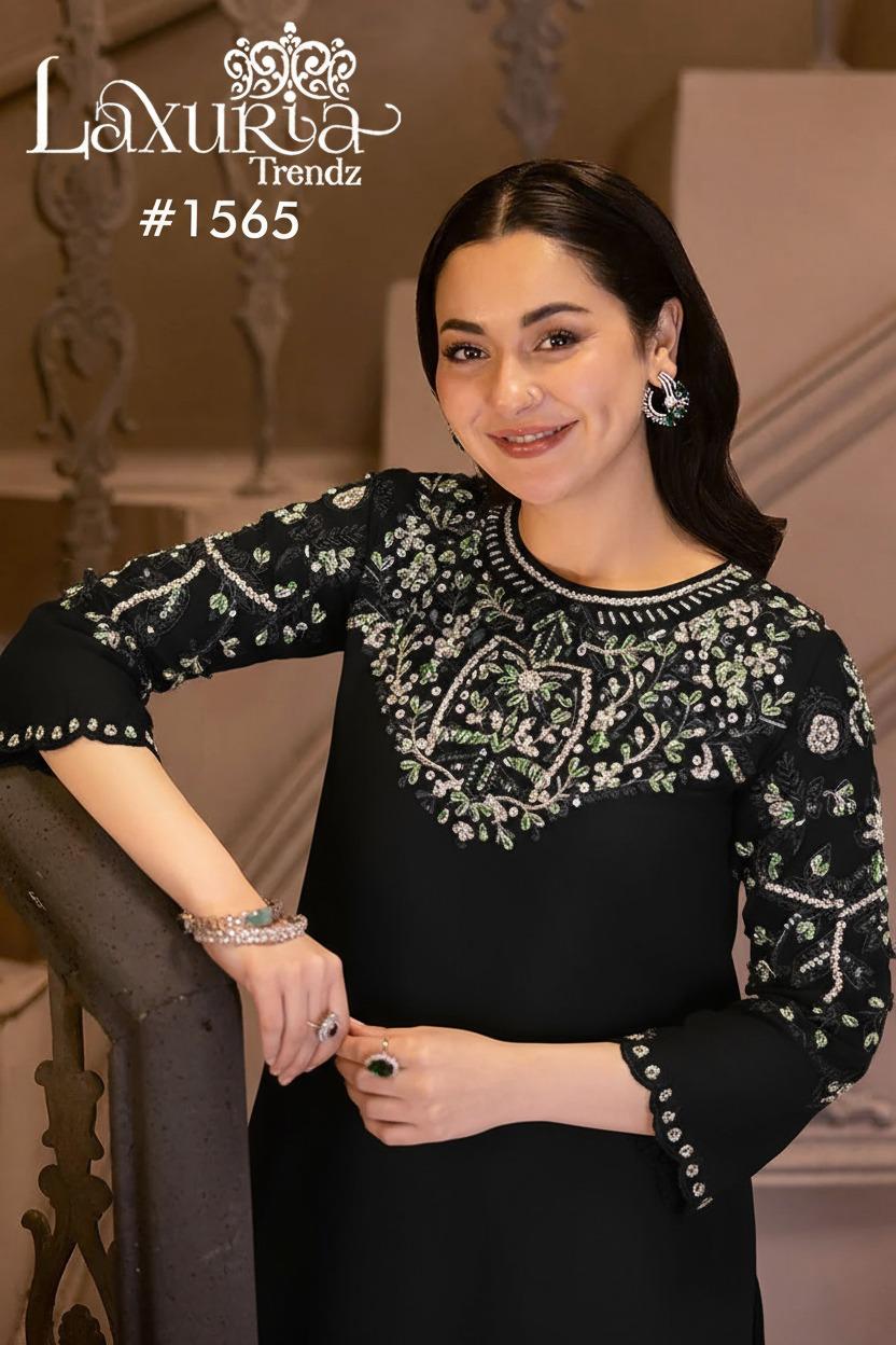 1565 Black Laxuria Trendz Satin Pakistani Readymade Suits