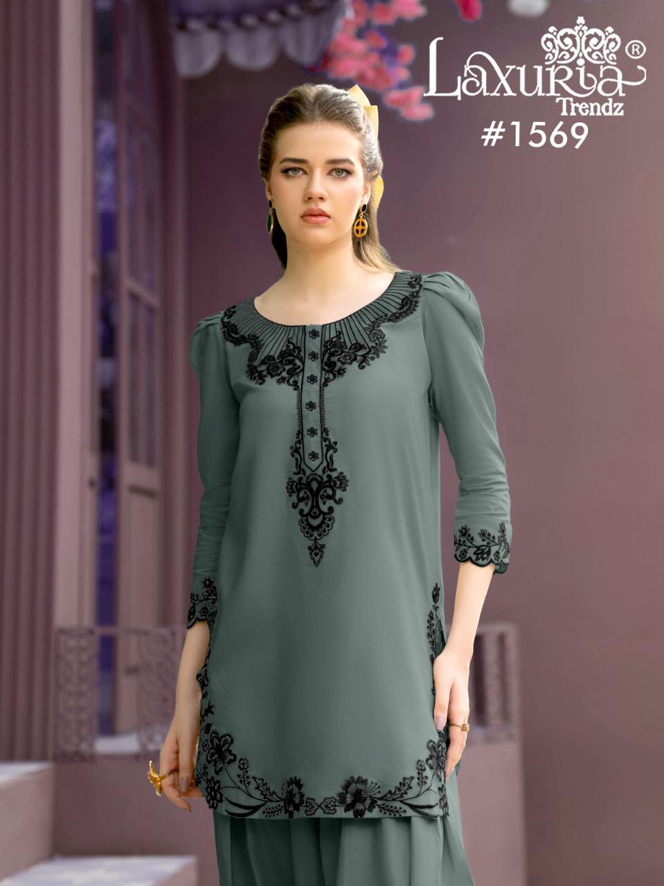1569 Green Laxuria Trendz Satin Pakistani Readymade Suits