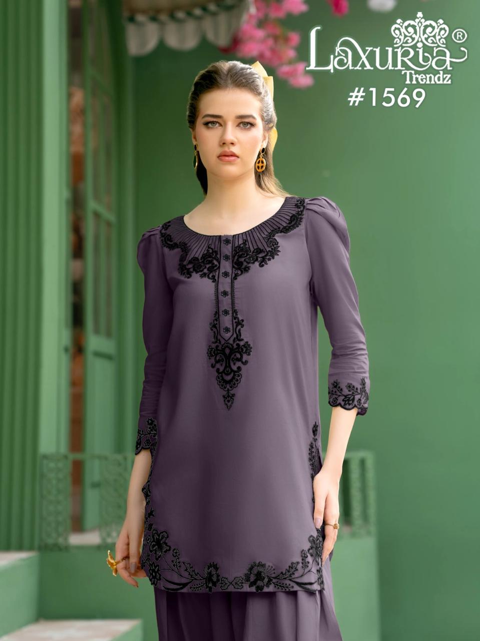 1569 Wine Laxuria Trendz Satin Pakistani Readymade Suits