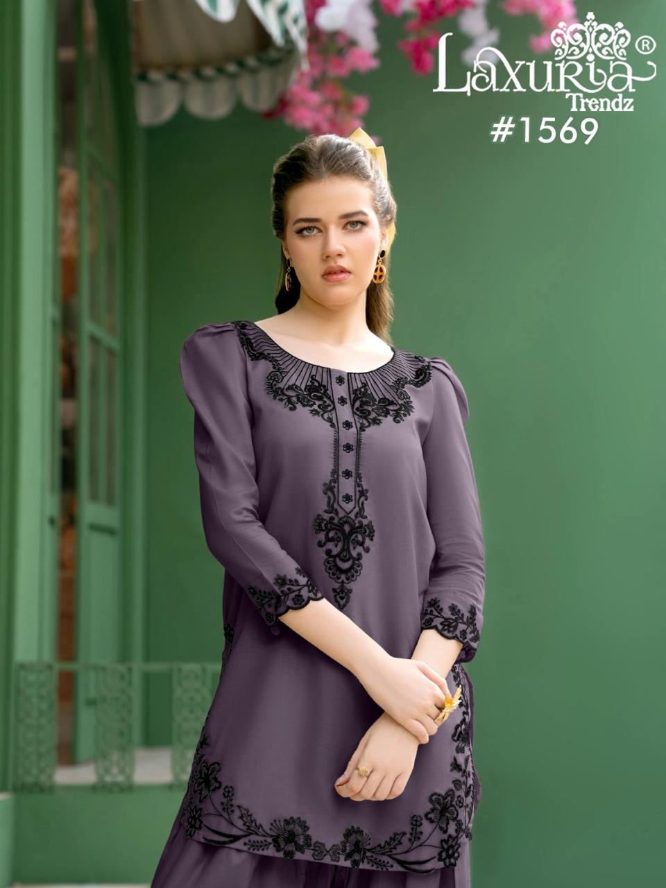 1569 Wine Laxuria Trendz Satin Pakistani Readymade Suits