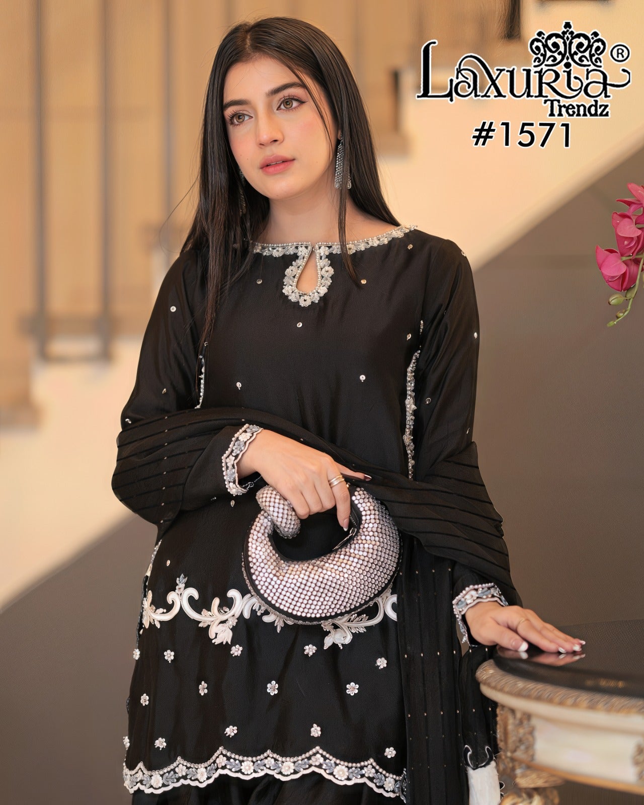 1571 Laxuria Trendz Satin Pakistani Readymade Suits