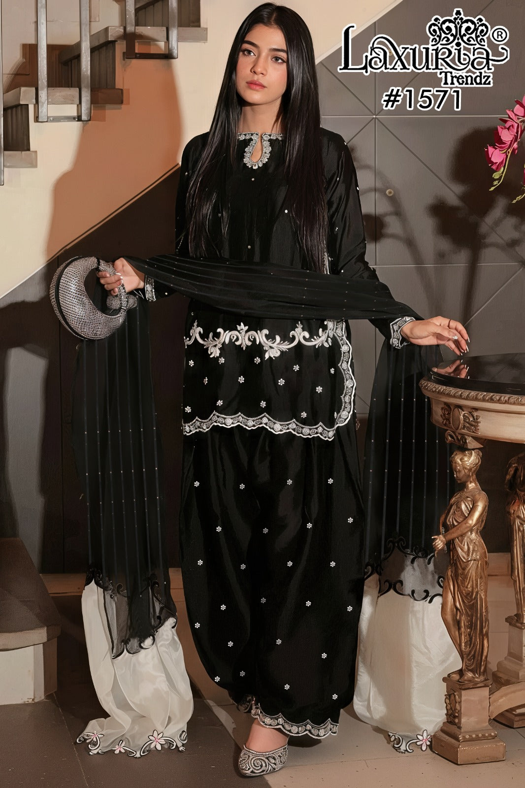 1571 Laxuria Trendz Satin Pakistani Readymade Suits