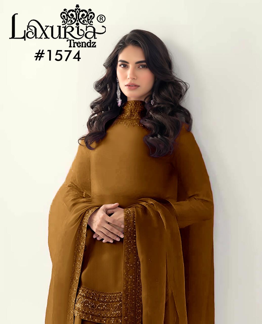 1574 Brown Laxuria Trendz Ho Pakistani Readymade Suits