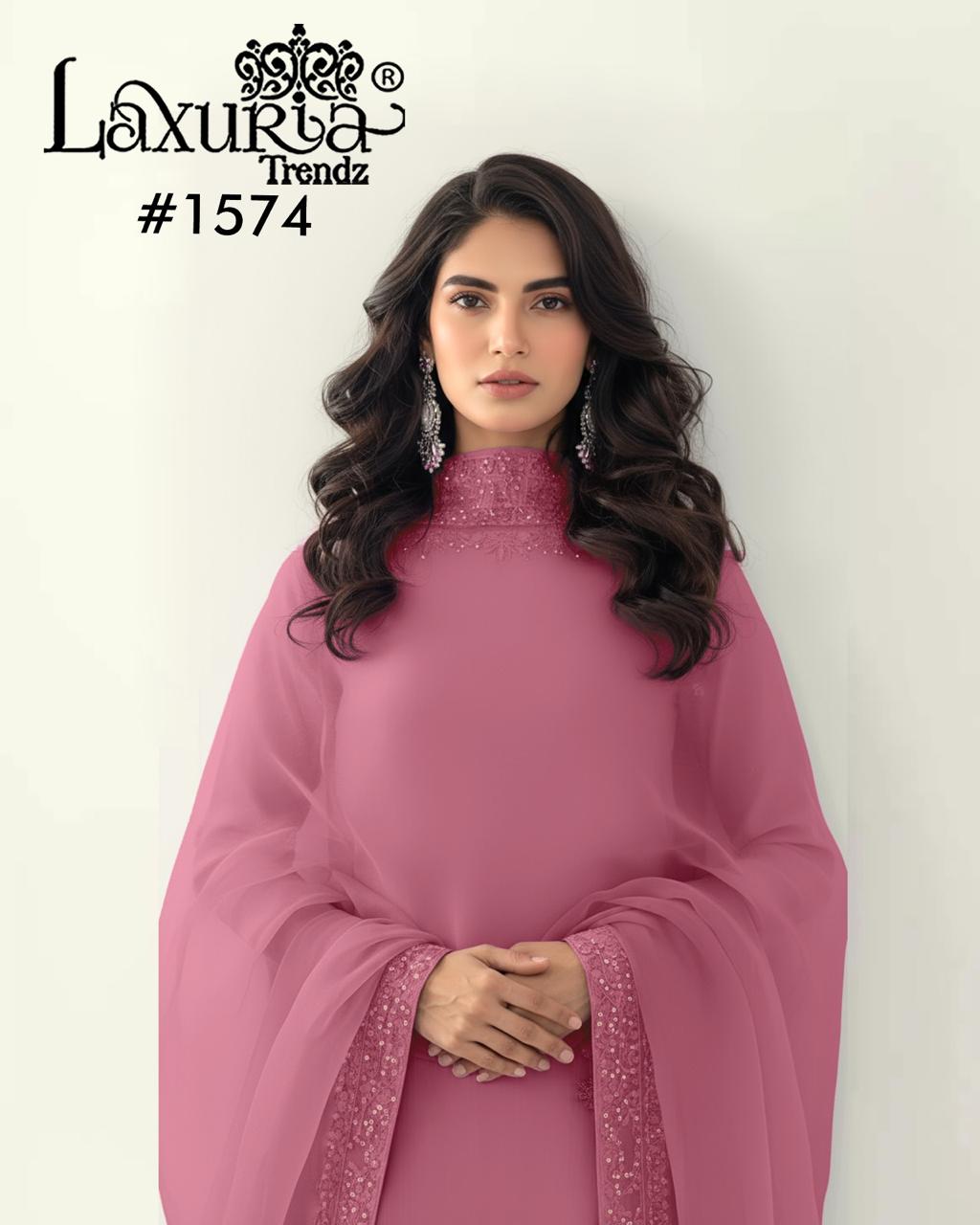 1574 Dusty Rose Laxuria Trendz Handwork Pakistani Readymade Suits