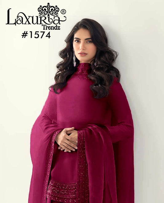1574 Maroon Laxuria Trendz Ho Pakistani Readymade Suits