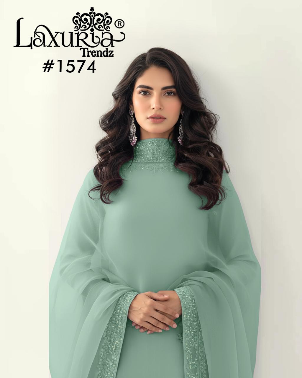 1574 Mint Green Laxuria Trendz Handwork Pakistani Readymade Suits