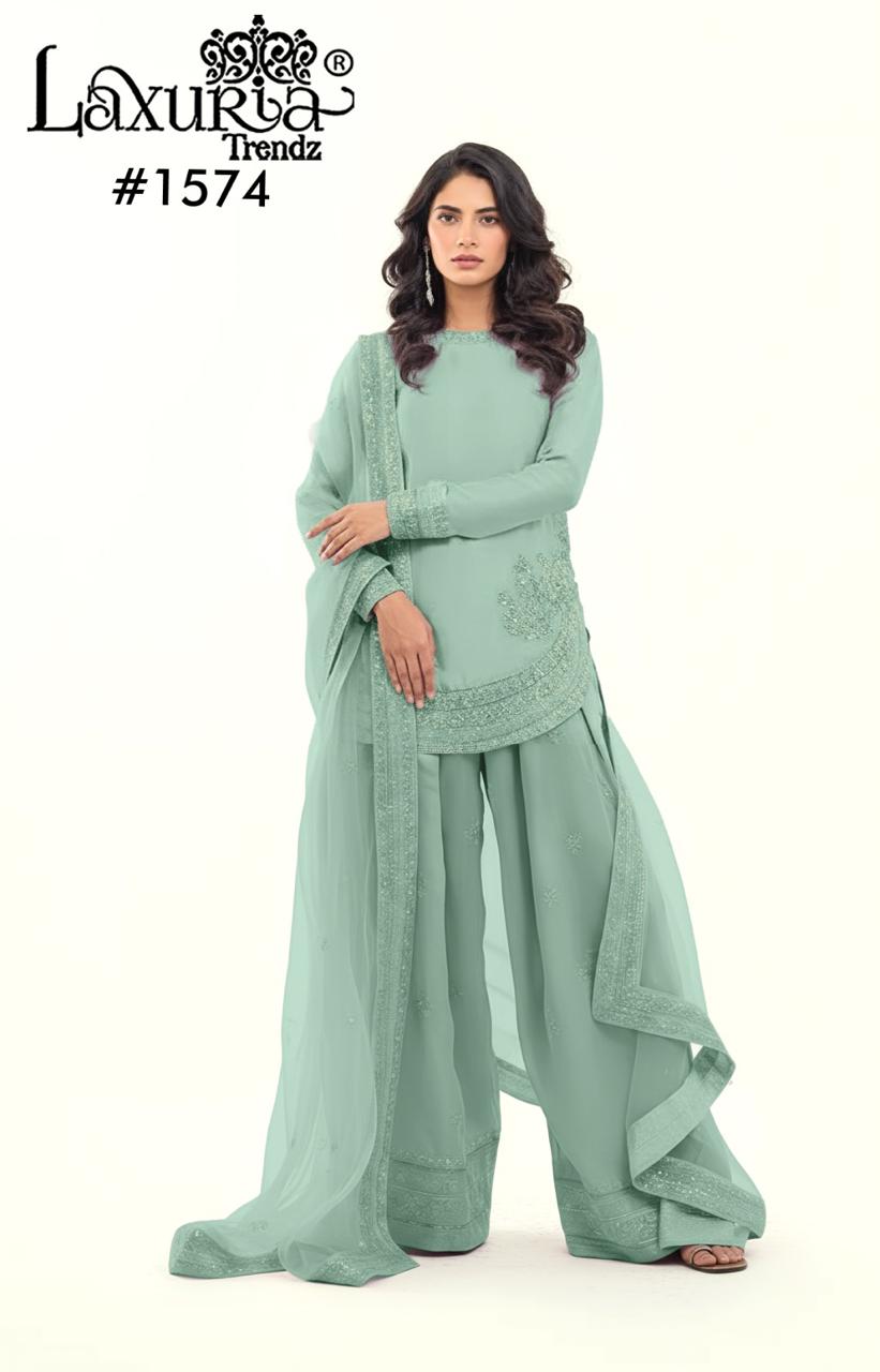 1574 Mint Green Laxuria Trendz Handwork Pakistani Readymade Suits