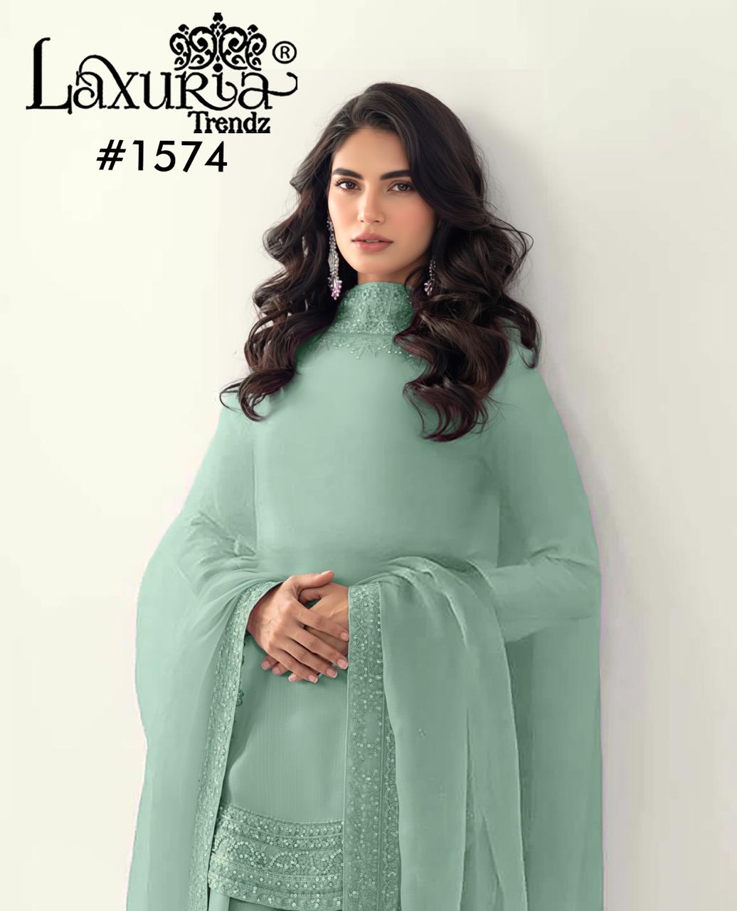 1574 Mint Green Laxuria Trendz Handwork Pakistani Readymade Suits