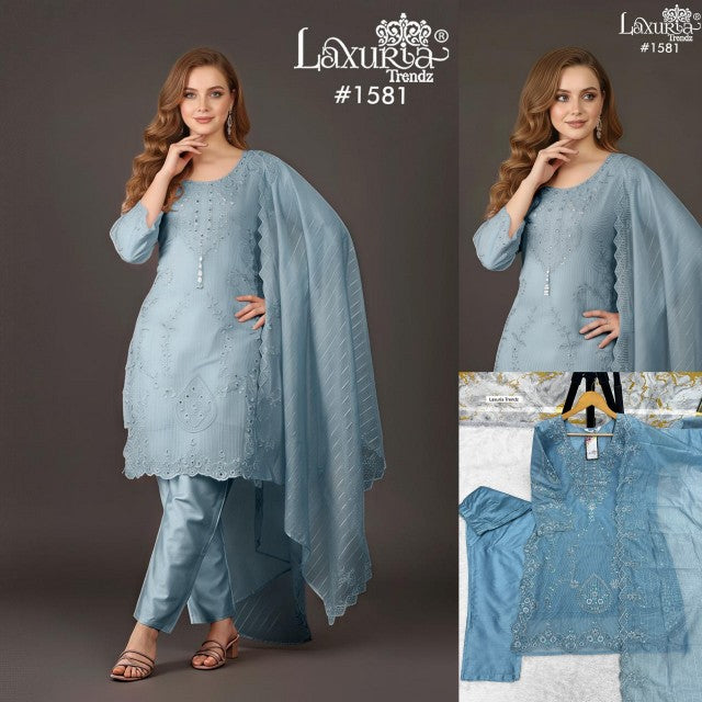 1581 Sky Laxuria Trendz Kota Lining Pakistani Readymade Suits