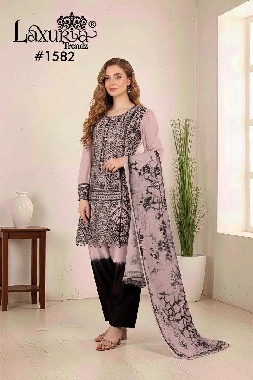 1582 Dusty Rose Laxuria Trendz Fox Georgette Pakistani Readymade Suits