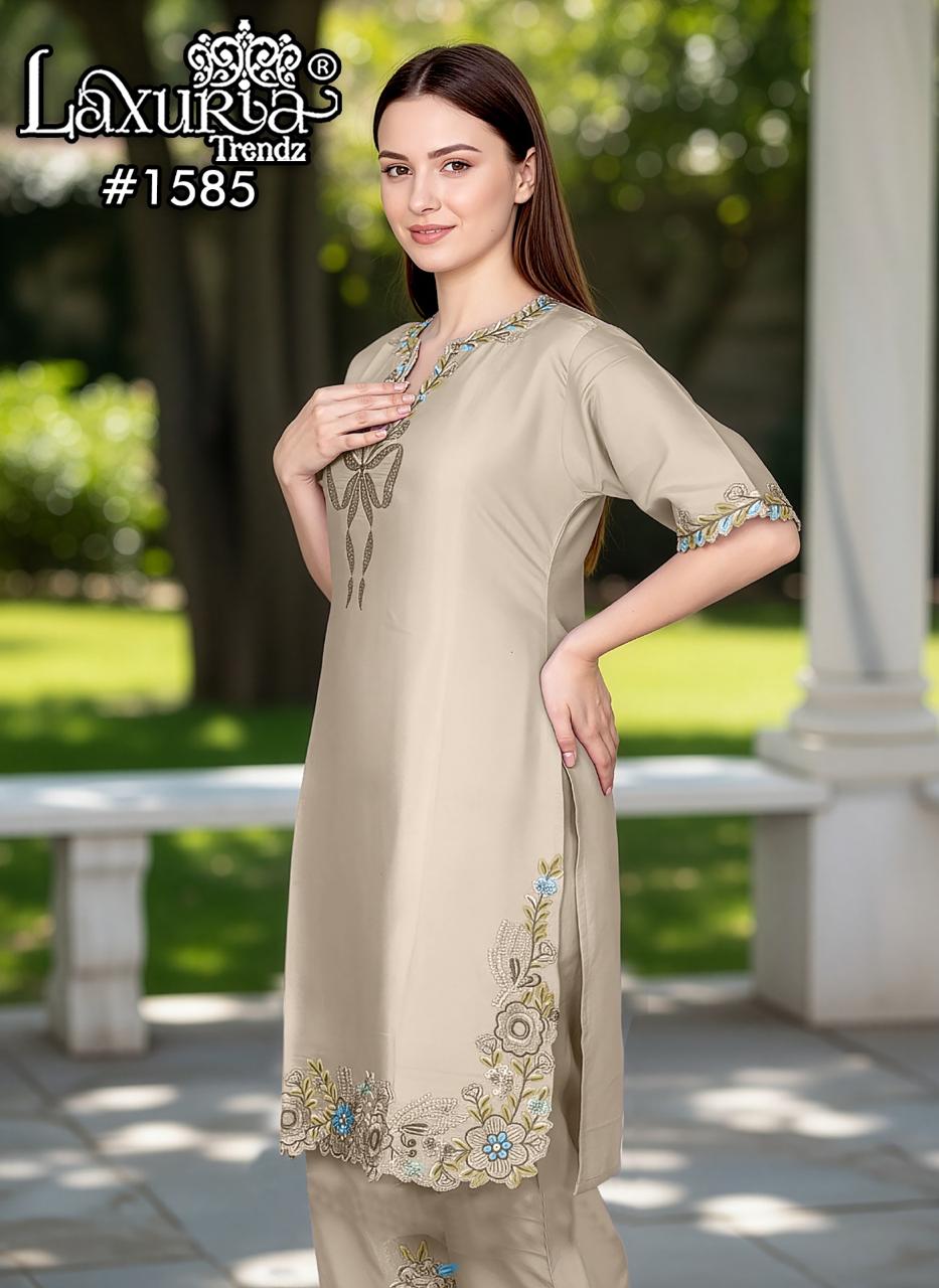 1585 Cream Laxuria Trendz Roman Pakistani Readymade Suits