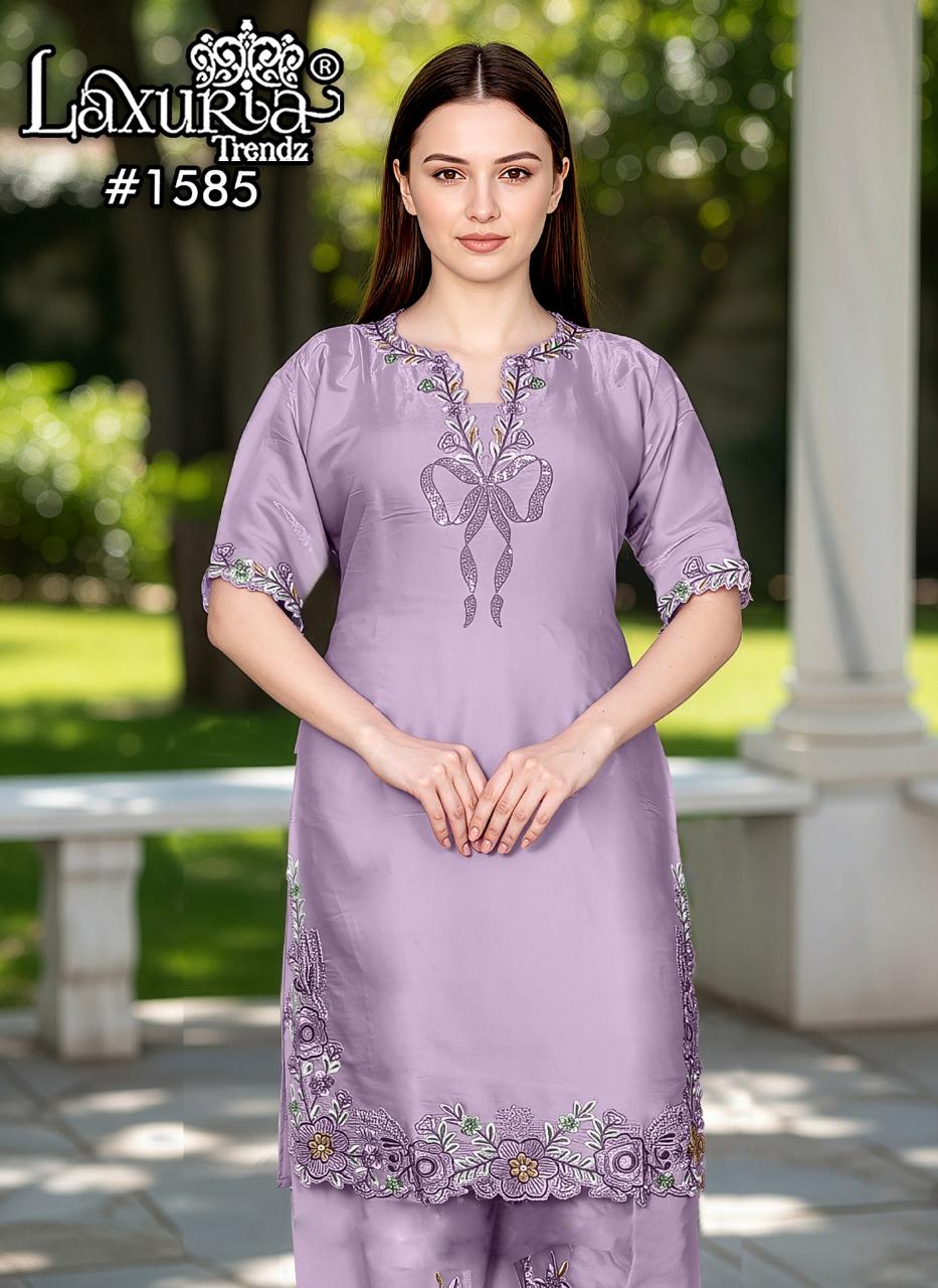 1585 Purple Laxuria Trendz Roman Pakistani Readymade Suits