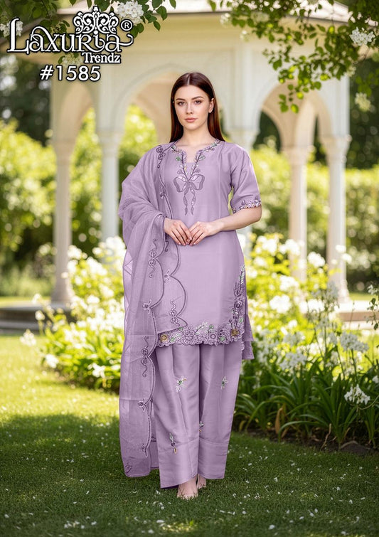 1585 Purple Laxuria Trendz Roman Pakistani Readymade Suits