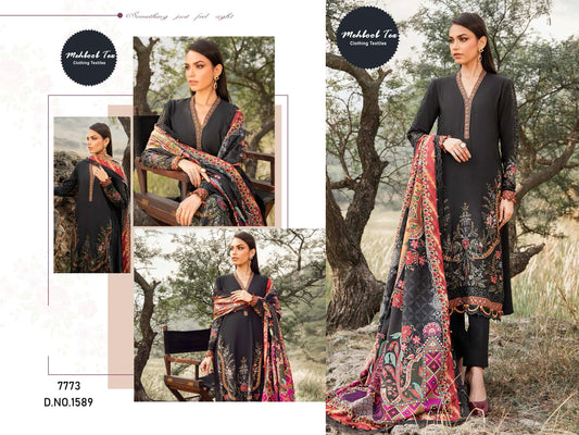 1589 Black Mehboob Tex Embroidery Pakistani Salwar Suits