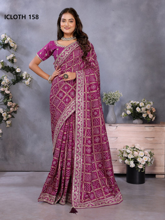 158 Icloth Vol 4 Prima Vichitra Foil Sarees