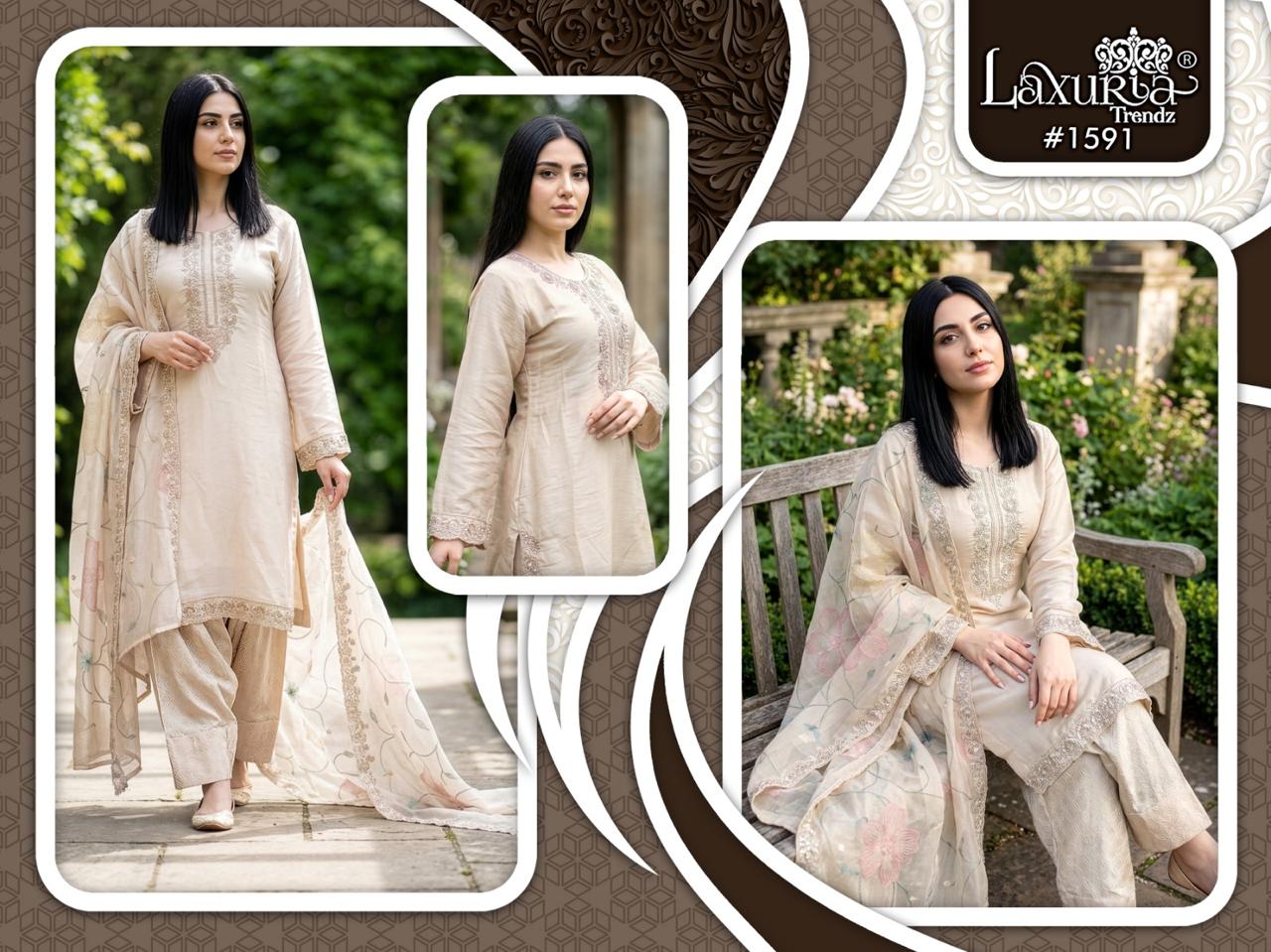 1591 Laxuria Trendz Imported Satin Pakistani Salwar Suits