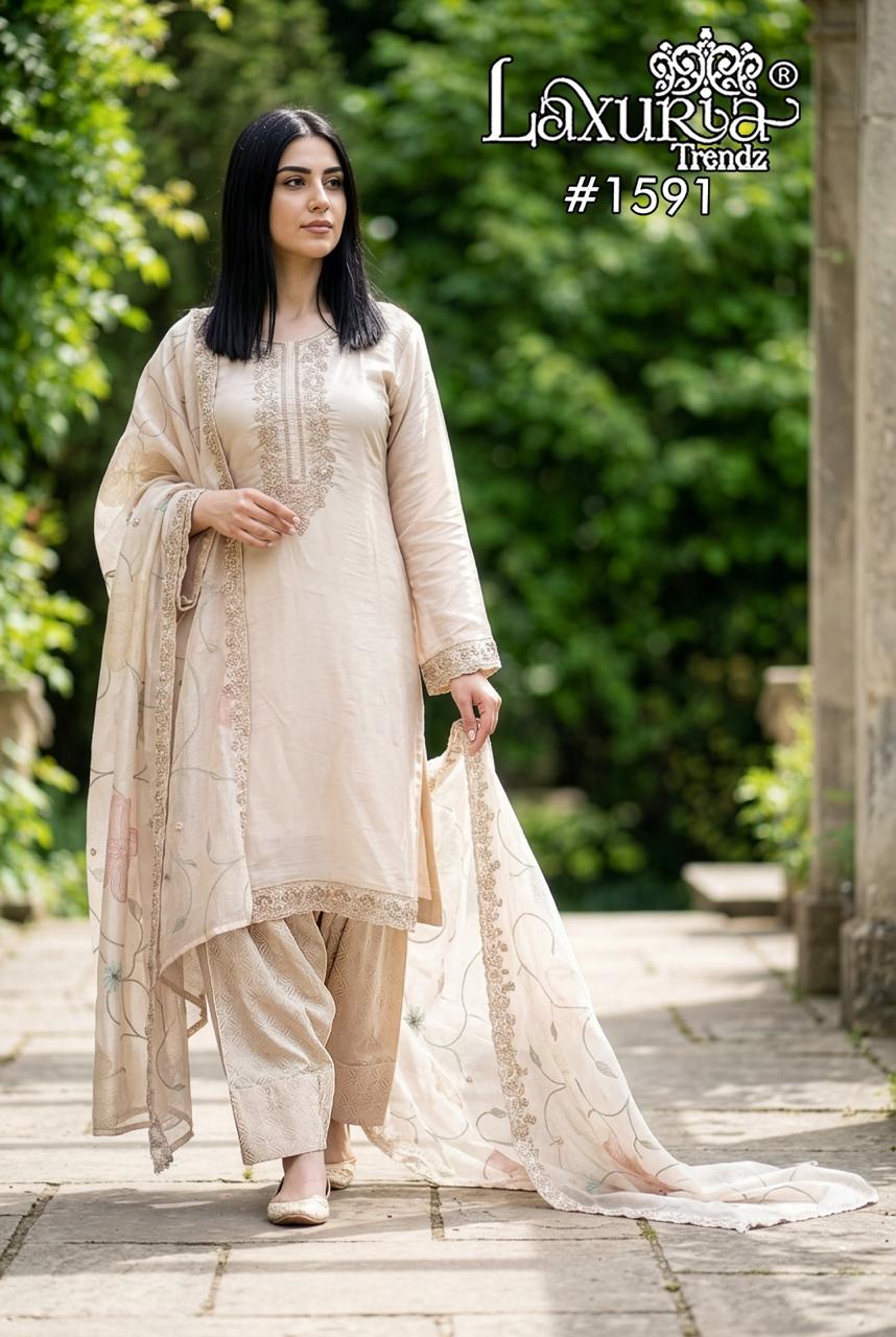 1591 Laxuria Trendz Imported Satin Pakistani Salwar Suits