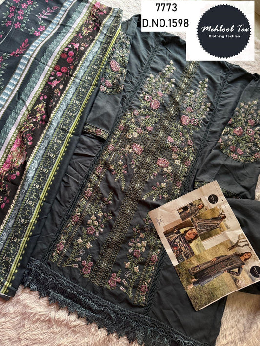 1598 Black Mehboob Tex Embroidery Pakistani Salwar Suits