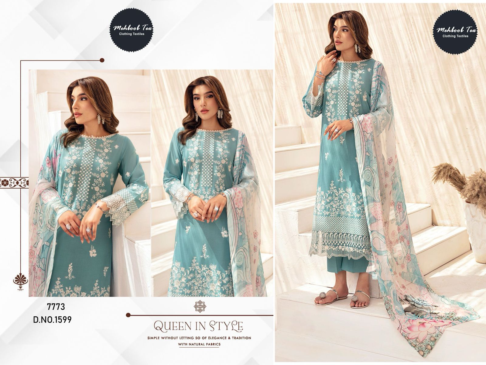 1599 Mehboob Tex Viscose Cambric Pakistani Salwar Suits