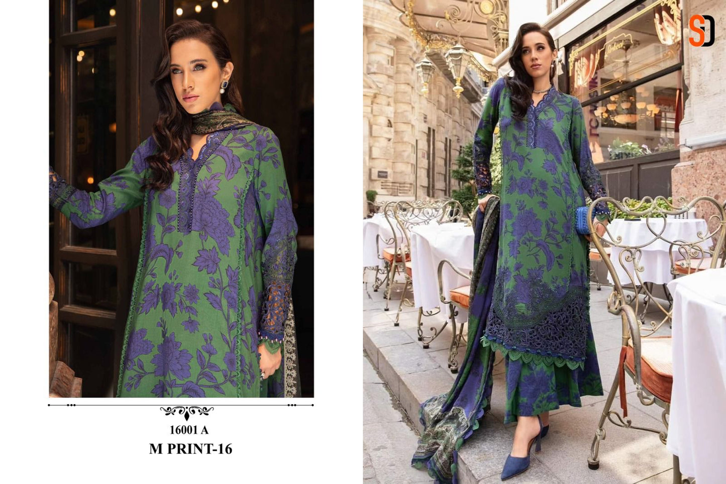 16001A M Print Vol 16 Shraddha Designer Embroidery Pakistani Patch Suits