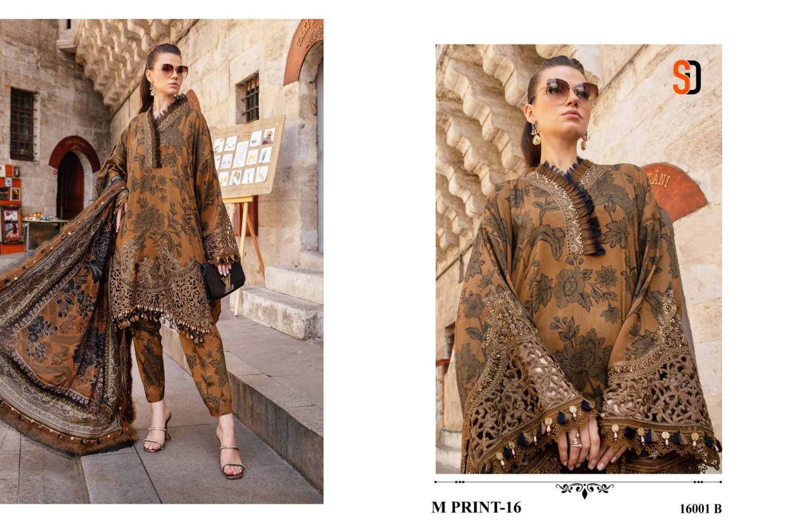 16001B M Print Vol 16 Shraddha Designer Embroidery Pakistani Patch Suits