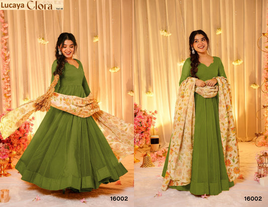 16002 Clora Vol 16 Lucaya Dyed Silk Gown Dupatta Set