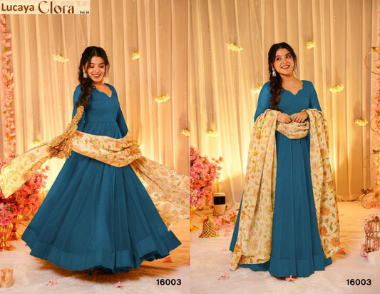 16003 Clora Vol 16 Lucaya Dyed Silk Gown Dupatta Set