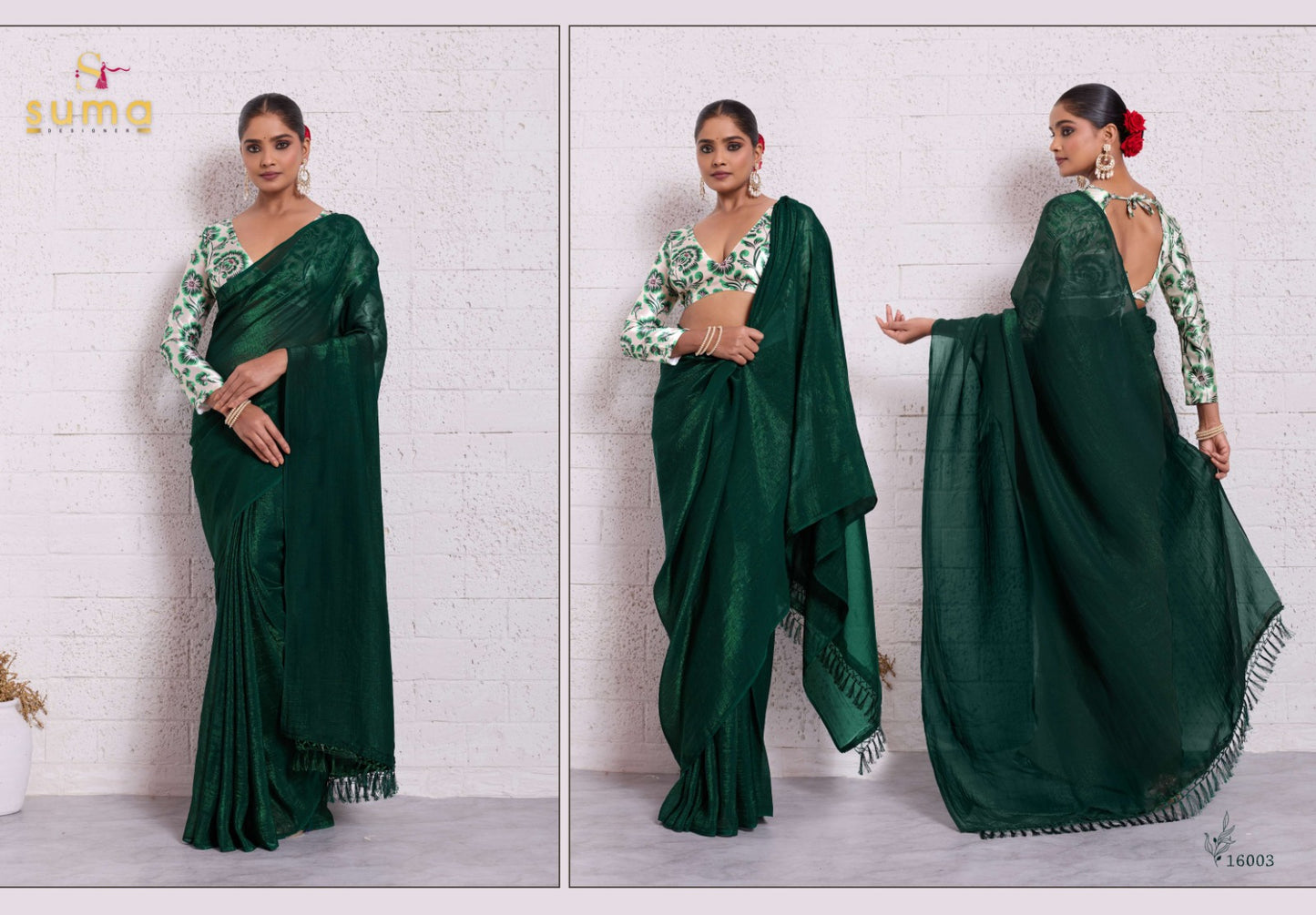 16003 Emma Suma Designer Pure Crunchy Sarees
