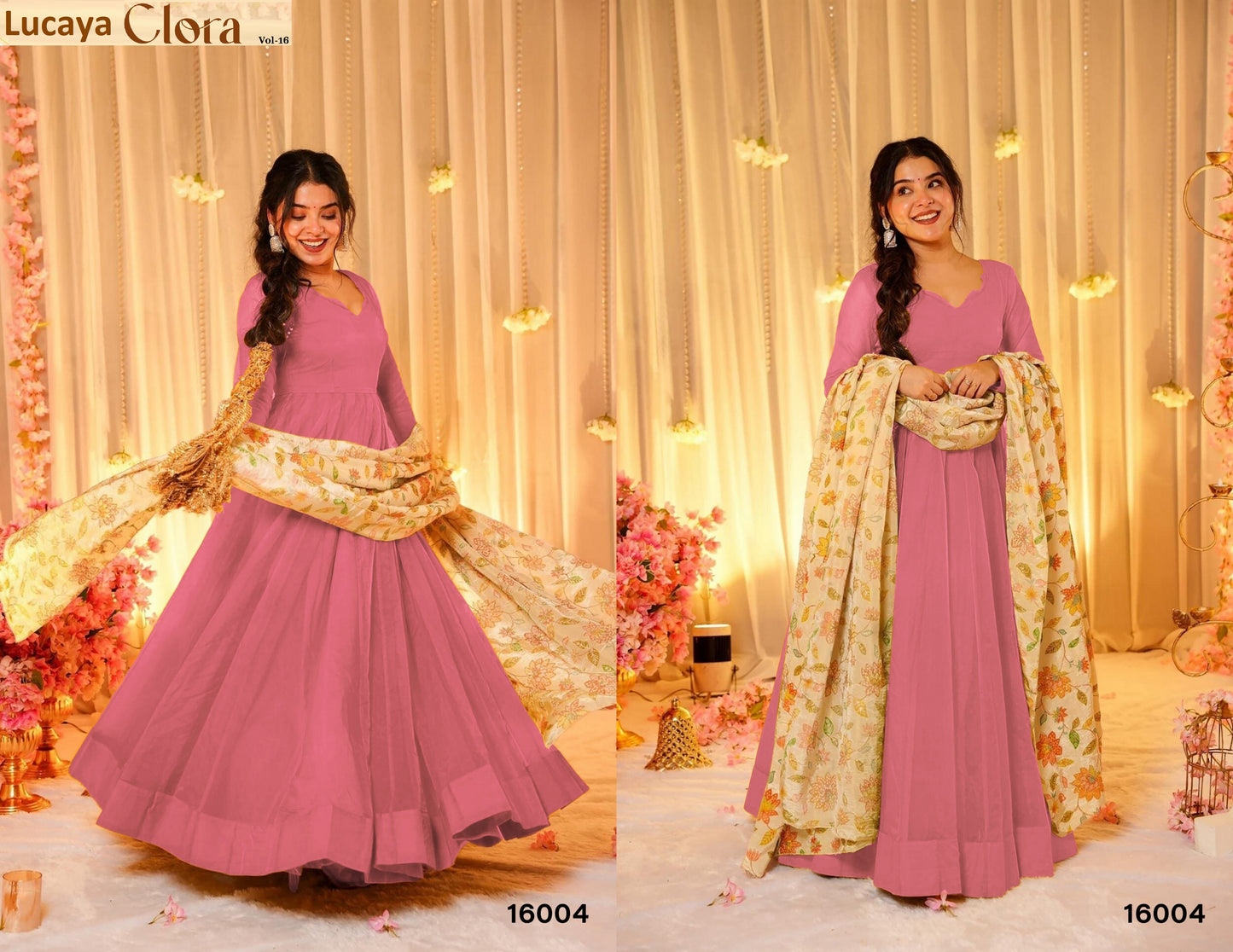 16004 Clora Vol 16 Lucaya Dyed Silk Gown Dupatta Set