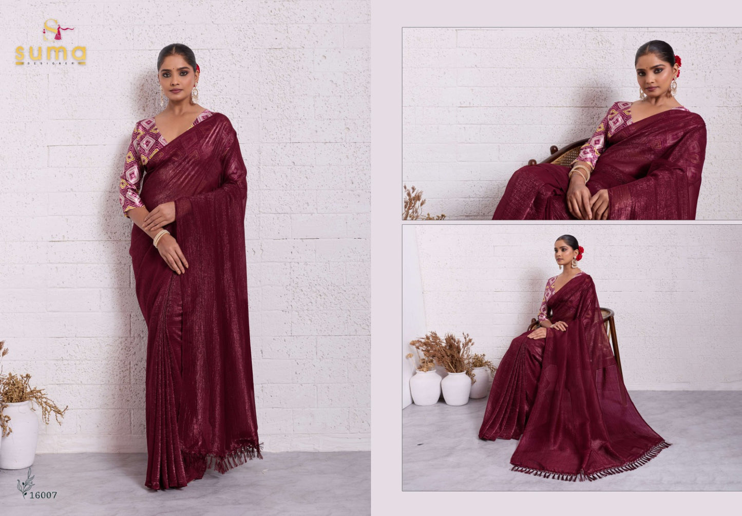 16007 Emma Suma Designer Pure Crunchy Sarees