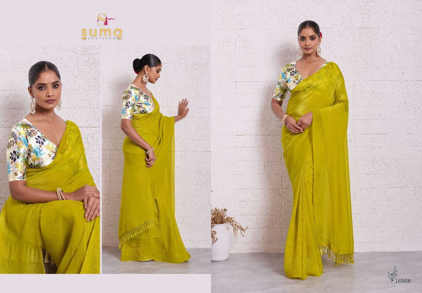 16008 Emma Suma Designer Pure Crunchy Sarees