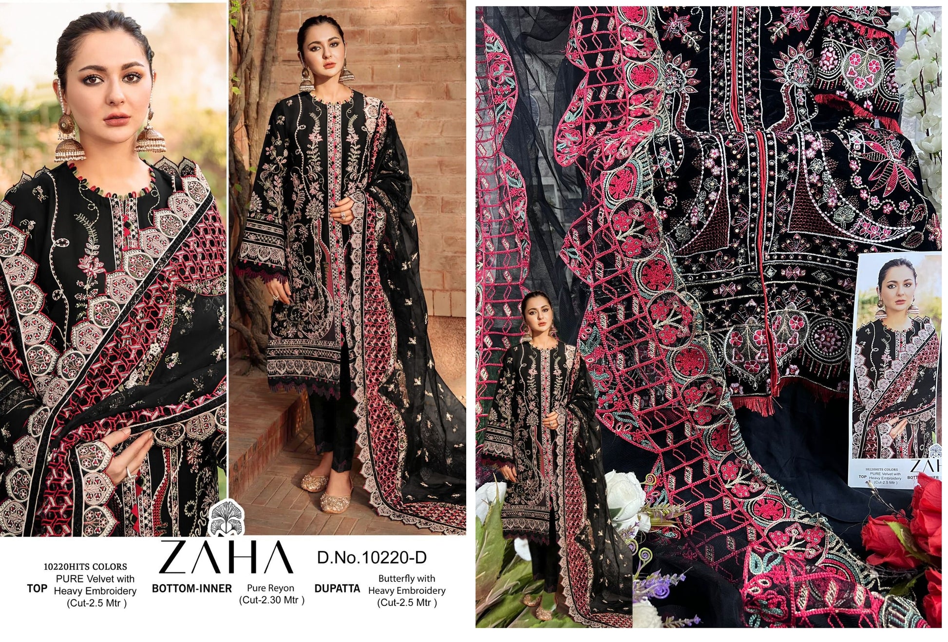10220-D Black Zaha Pakistani Salwar Suits