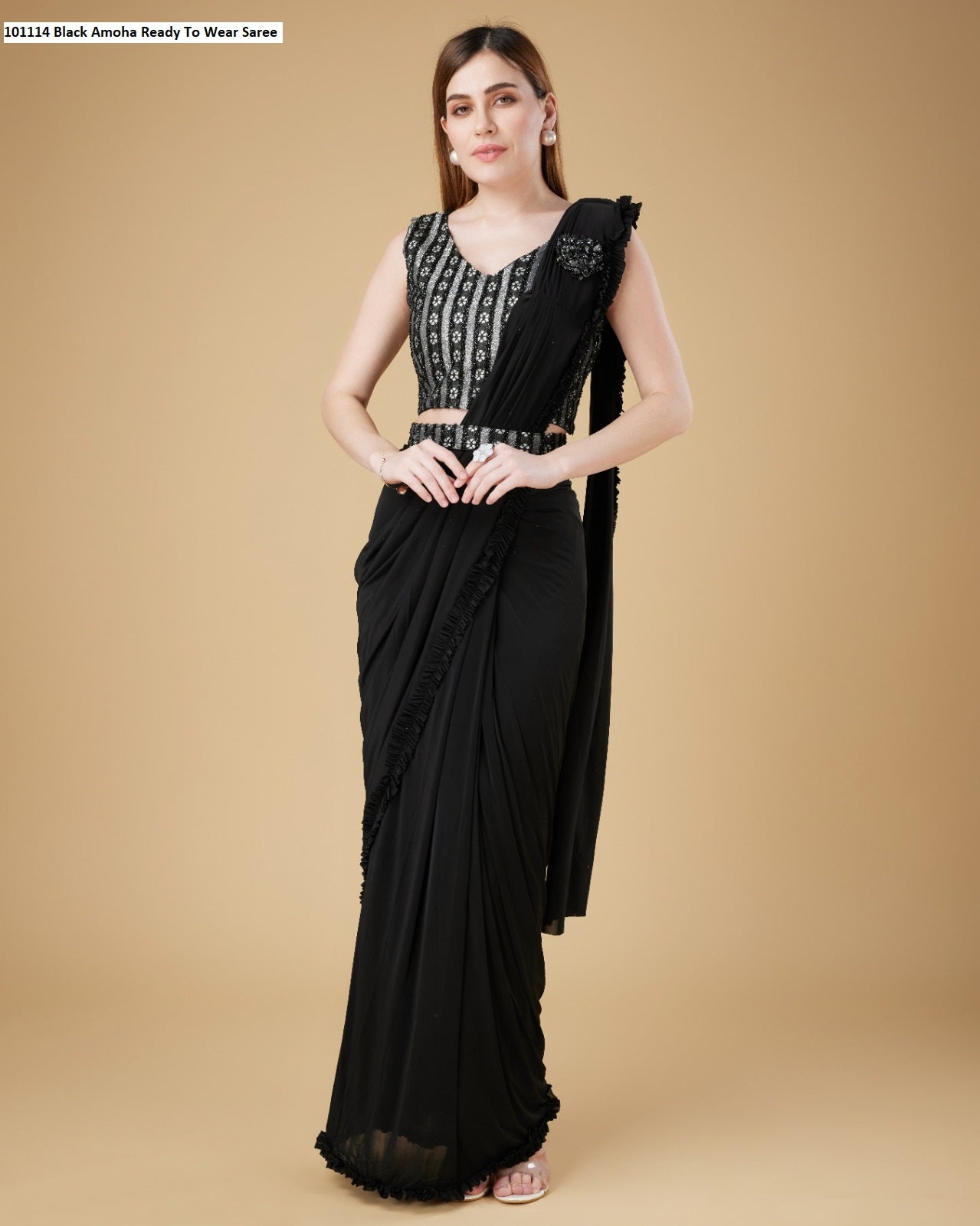101114 Black Amoha Ready To Wear Saree
