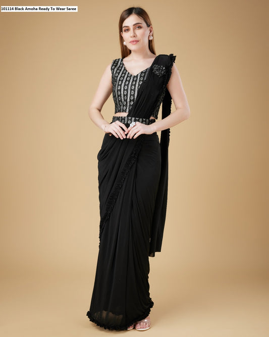 101114 Black Amoha Ready To Wear Saree