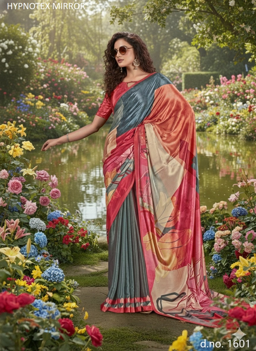 1601 Mirror Hypnotex Silk Crepe Sarees