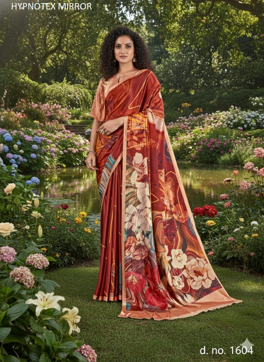 1604 Mirror Hypnotex Silk Crepe Sarees