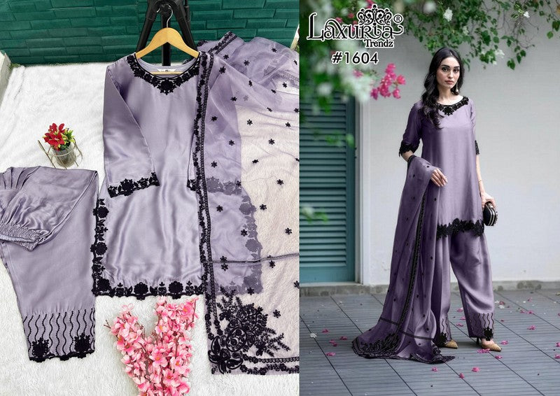 1604 Violet Laxuria Trendz Satin Pakistani Readymade Suits