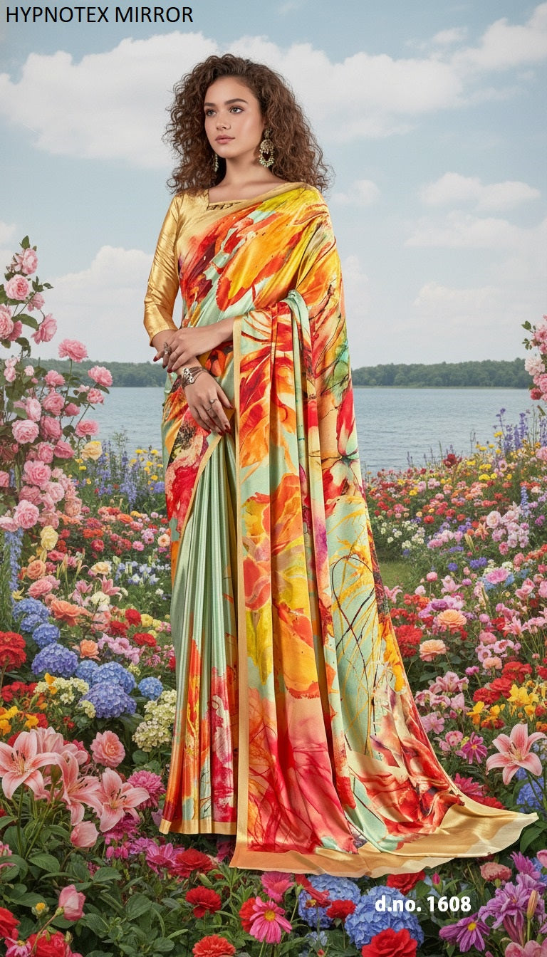 1608 Mirror Hypnotex Silk Crepe Sarees