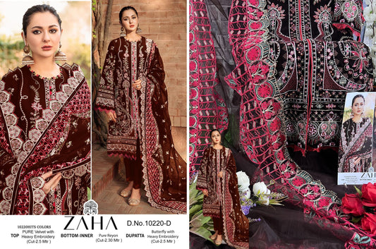 10220-D Maroon Zaha Pakistani Salwar Suits