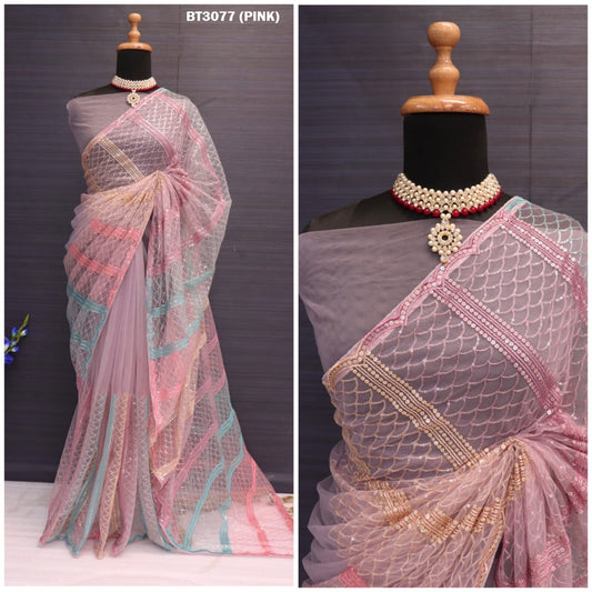 3077 Pink Bt Sarees