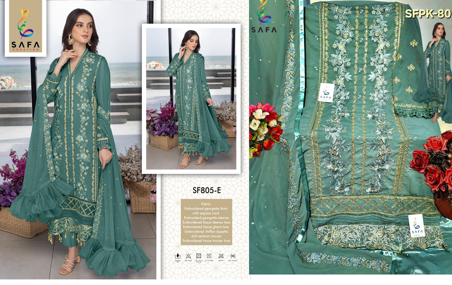 805Pista Safa Creation Pakistani Salwar Suits