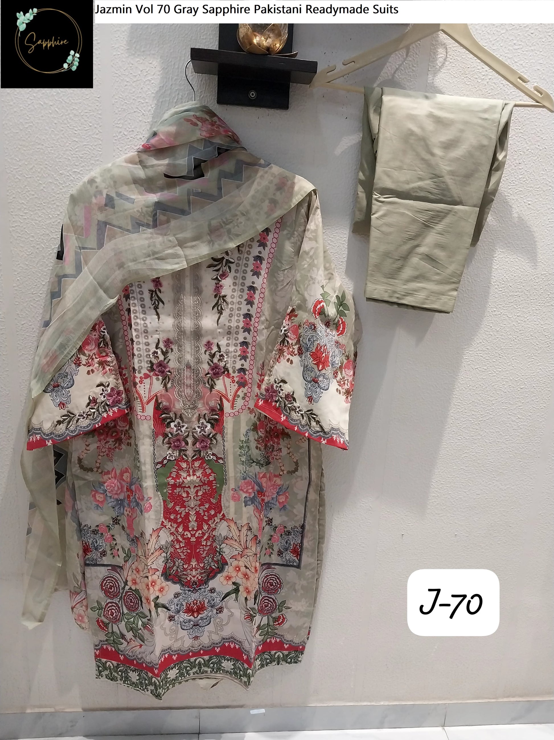 Jazmin Vol 70 Gray Sapphire Pakistani Readymade Suits