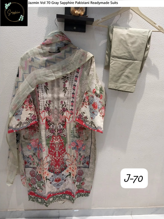 Jazmin Vol 70 Gray Sapphire Pakistani Readymade Suits
