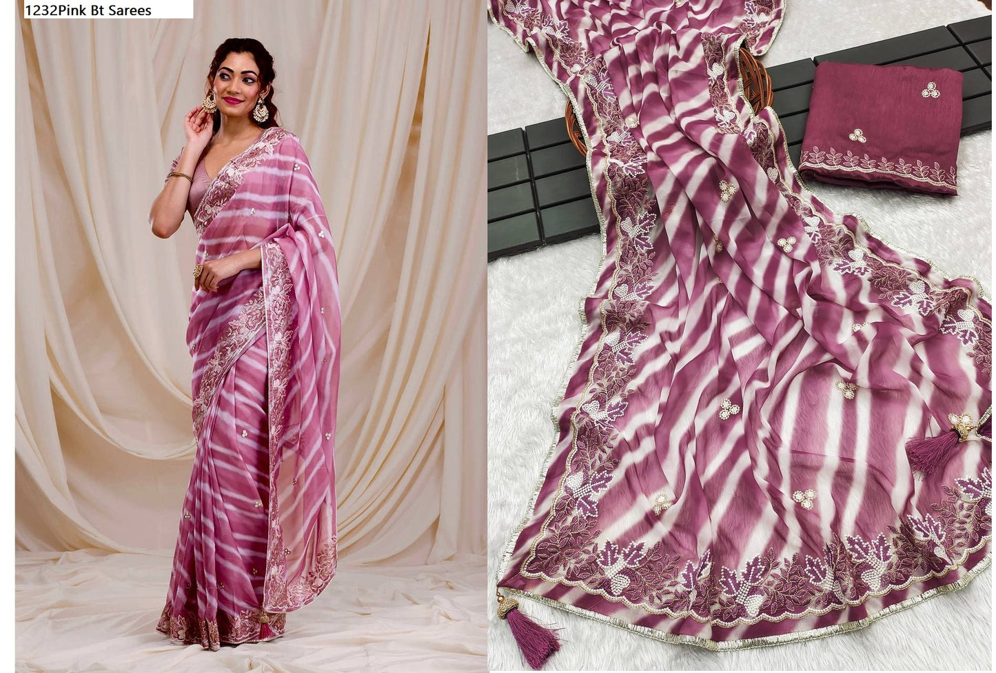 1232Pink Bt Sarees