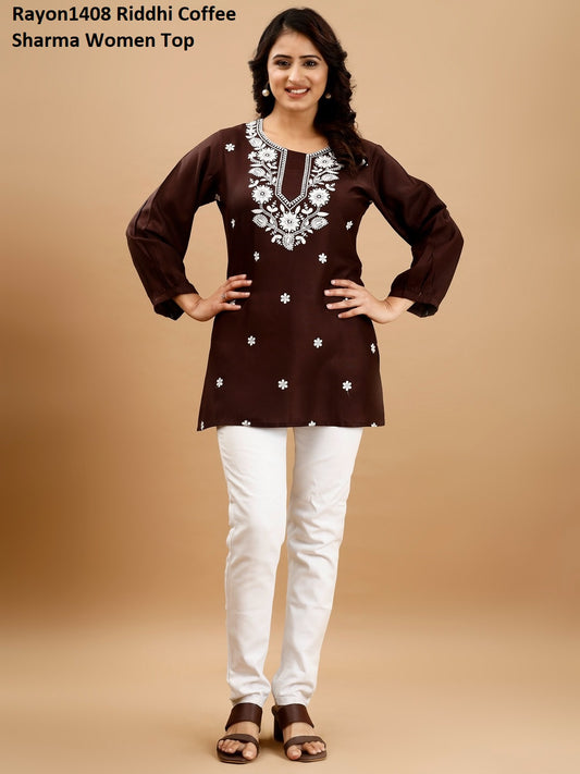 Rayon1408 Coffee Riddhi Sharma Women Top